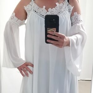 White bell sleeve dress